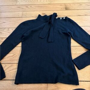 Calvin Klein Navy Vintage Turtleneck Sweater with Button Accent